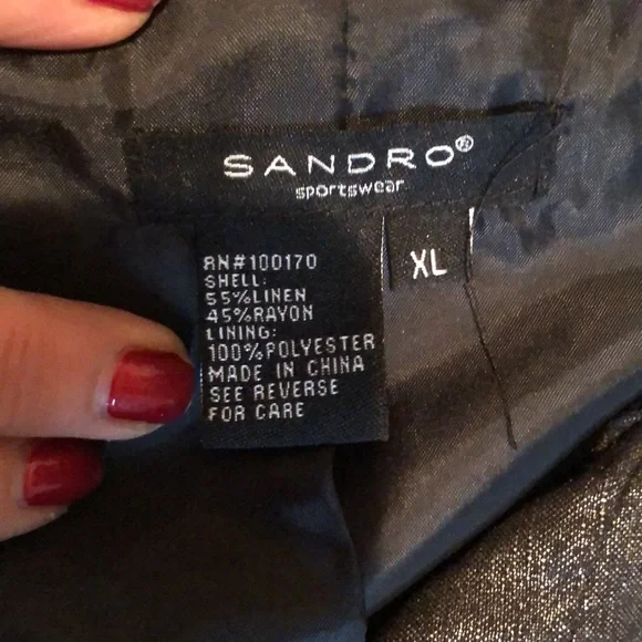 Sandro Sportswear  size XL black very dark metallic gray jacket with 3/4 sleeve - Picture 9 of 16